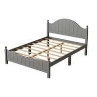 Traditional Concise Style Gray Solid Wood Platform Bed, No Need Box Spring, Queen Queen Gray Wood