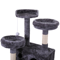 Cat Tree Cat Tower With Scratching Ball, Plush Cushion, Ladder And Condos For Indoor Cats, Gray Gray Wood Fabric