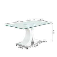 Modern Style Glass Table, Elegant Transparent Design, Durable Support Base, White Dining Chair Set, Electroplated Chair Legs, Suitable For Restaurant Kitchens Set Of 9 White Mdf Metal