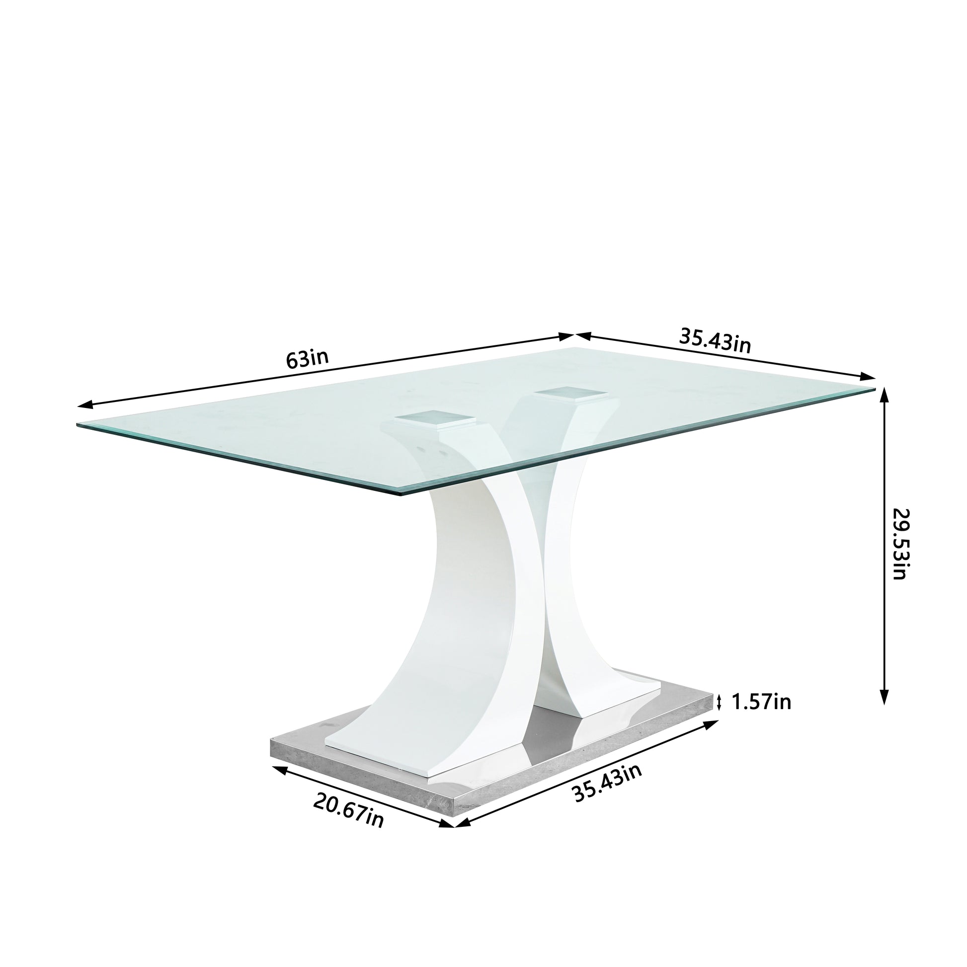 Modern Style Glass Table, Elegant Transparent Design, Durable Support Base, Gray Dining Chair Set, Electroplated Chair Legs, Suitable For Restaurant Kitchens Set Of 7 Gray Pu Mdf Metal