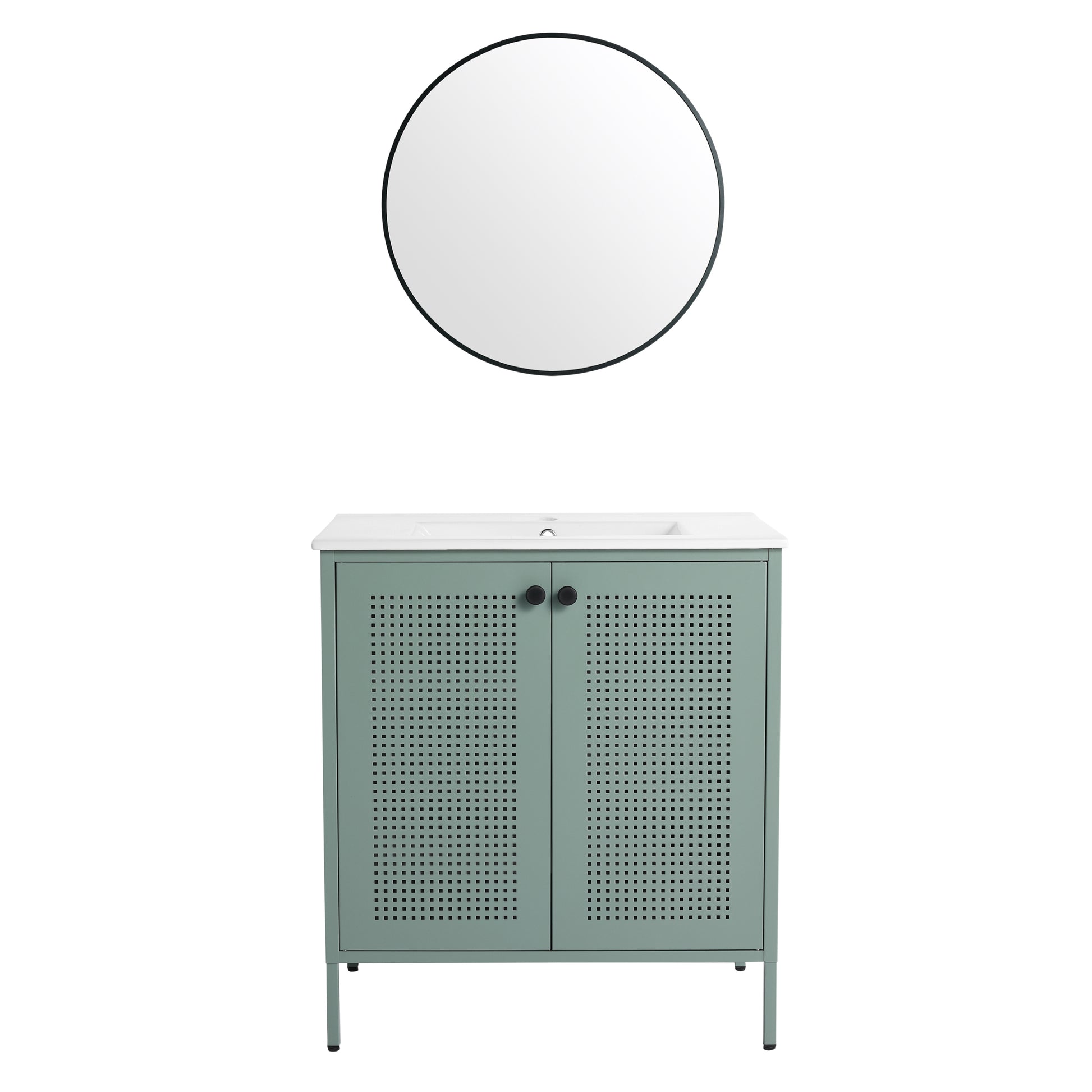 30 Inch Freestanding Bathroom Vanity With Ceramic Sink Mint Green 2 Bathroom Freestanding Modern Steel