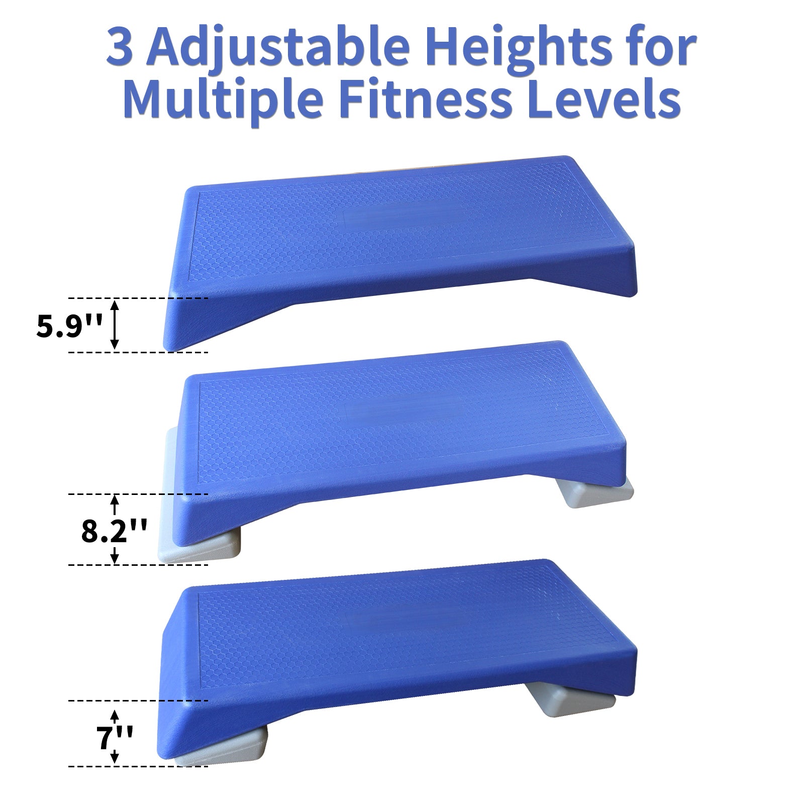 Aerobics Step Platform Height Adjustable Fitness Equipment Stepper Trainer Exercise Step Platform Sliding Lifting Pad Blue Blue Gray Plastic