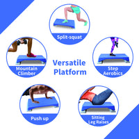 Aerobics Step Platform Height Adjustable Fitness Equipment Stepper Trainer Exercise Step Platform Sliding Lifting Pad Blue Blue Gray Plastic