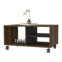 Lisboa Coffee Table, Four Casters, Three Shelves Multicolor Mdf Engineered Wood