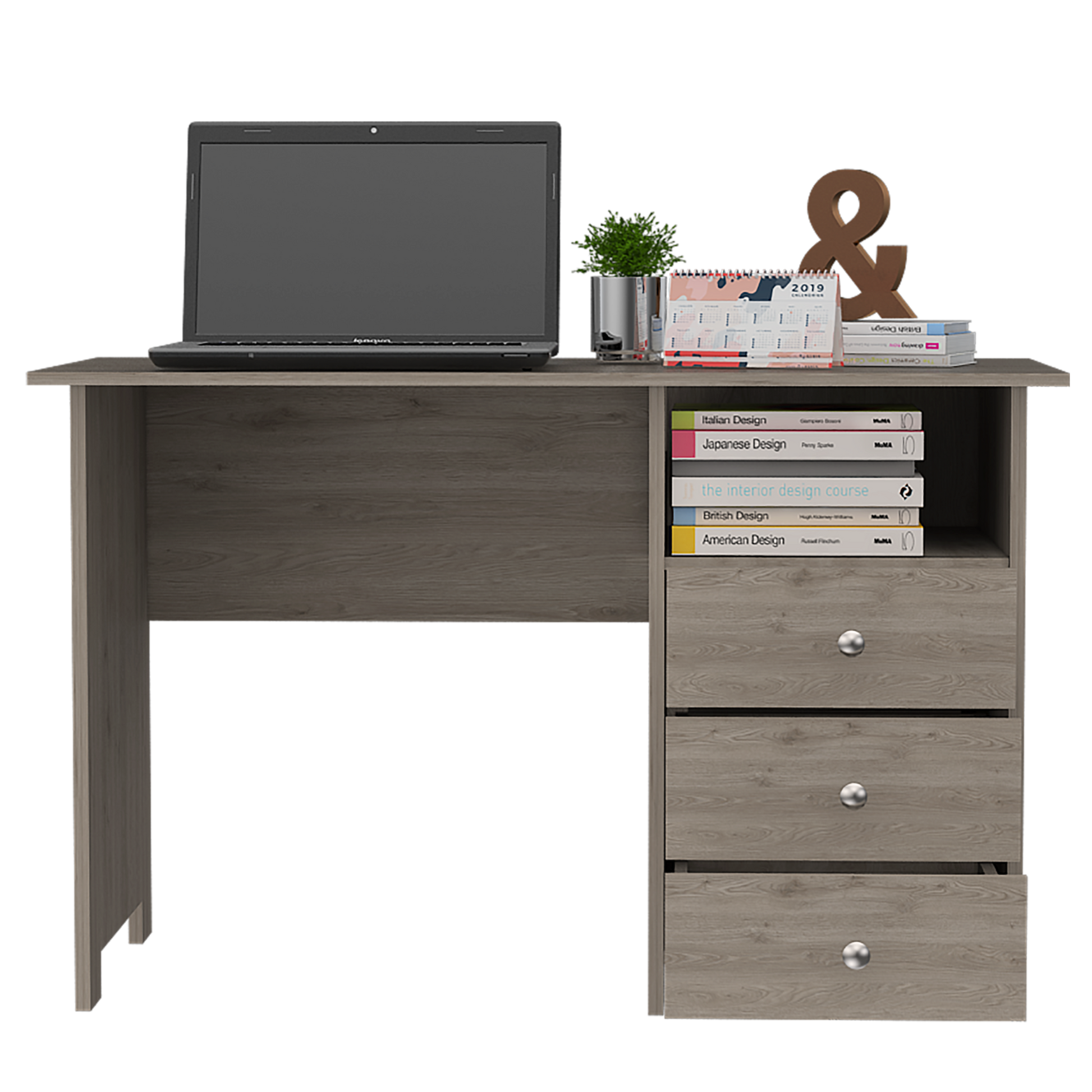 Tampa Computer Desk With 2 Drawers - Beige