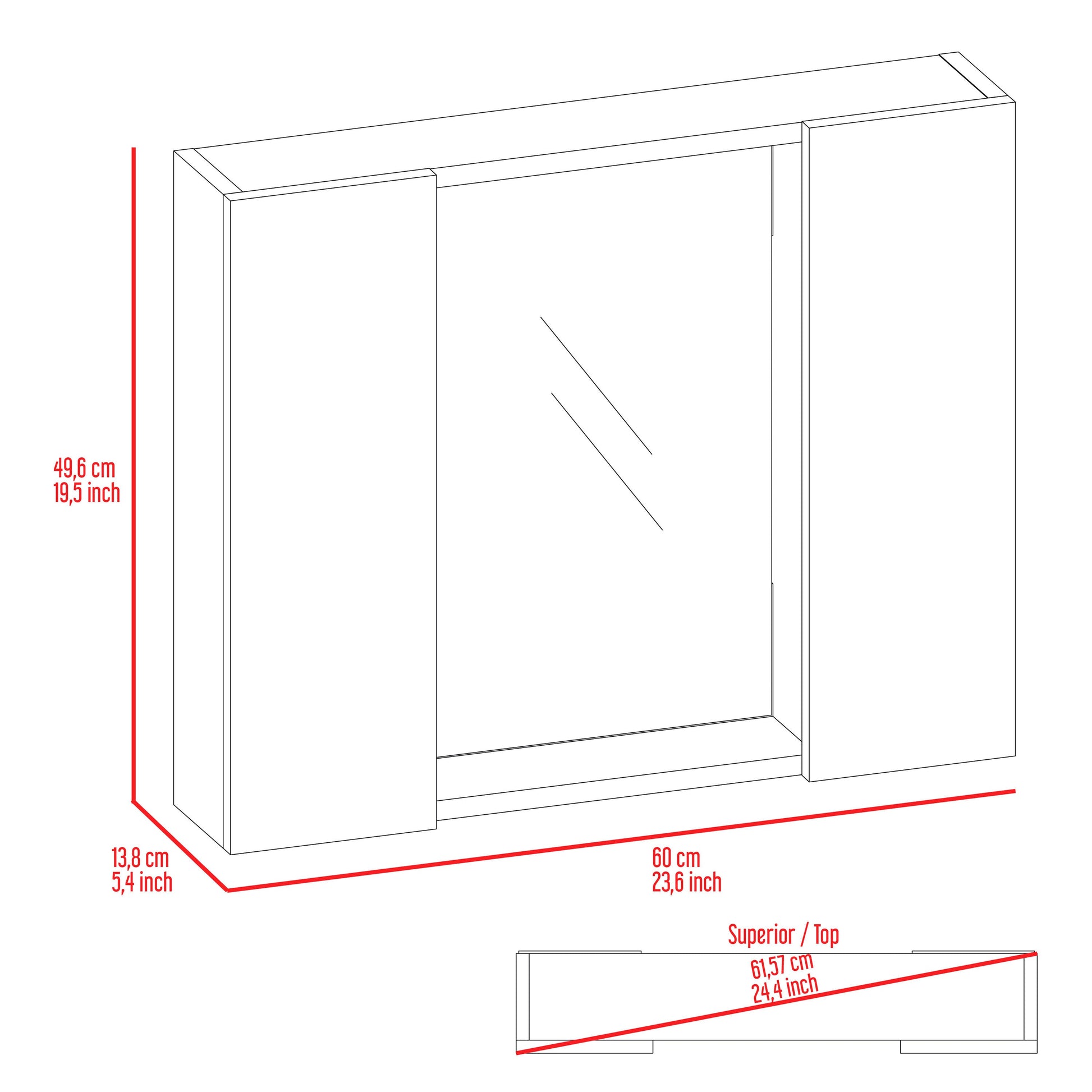 Draco Medicine Cabinet, Mirror, Double Door, One External Shelf Beige 2 1 Bathroom Wall Mounted Modern Mdf Engineered Wood