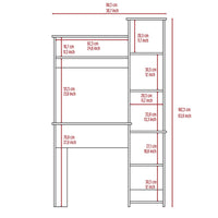 Nashville Writing Desk, Six Shelves Beige Computer Desk Office Modern Rectangular Shelves Computer Tables Rectangular Mdf Engineered Wood