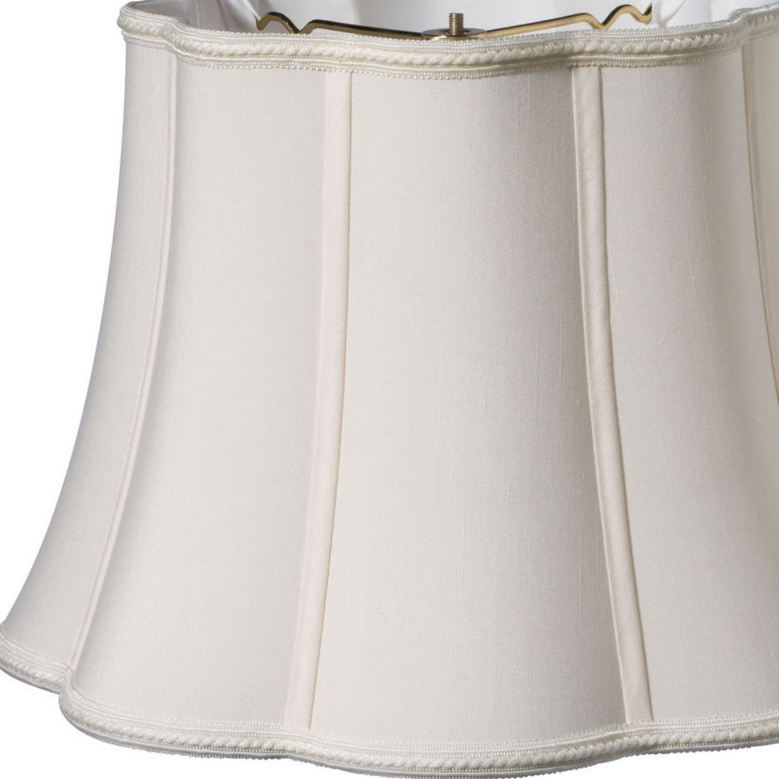 Slant Melon Out Sop Softback Lampshade With Washer Fitter, Cream Cream Shantung