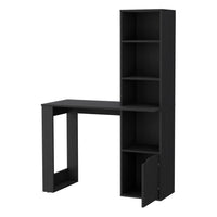 Anson Computer Desk With 4 Tier Bookcase And 1 Door Cabinet Black Computer Desk Office Modern Freestanding Rectangular Bookcase Desk Rectangular Mdf Engineered Wood