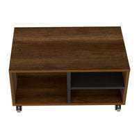 Lisboa Coffee Table, Four Casters, Three Shelves Multicolor Mdf Engineered Wood