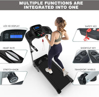 Multi Function Folding Commercial Motorized Electric Treadmill Machine Running Machine Black Metal