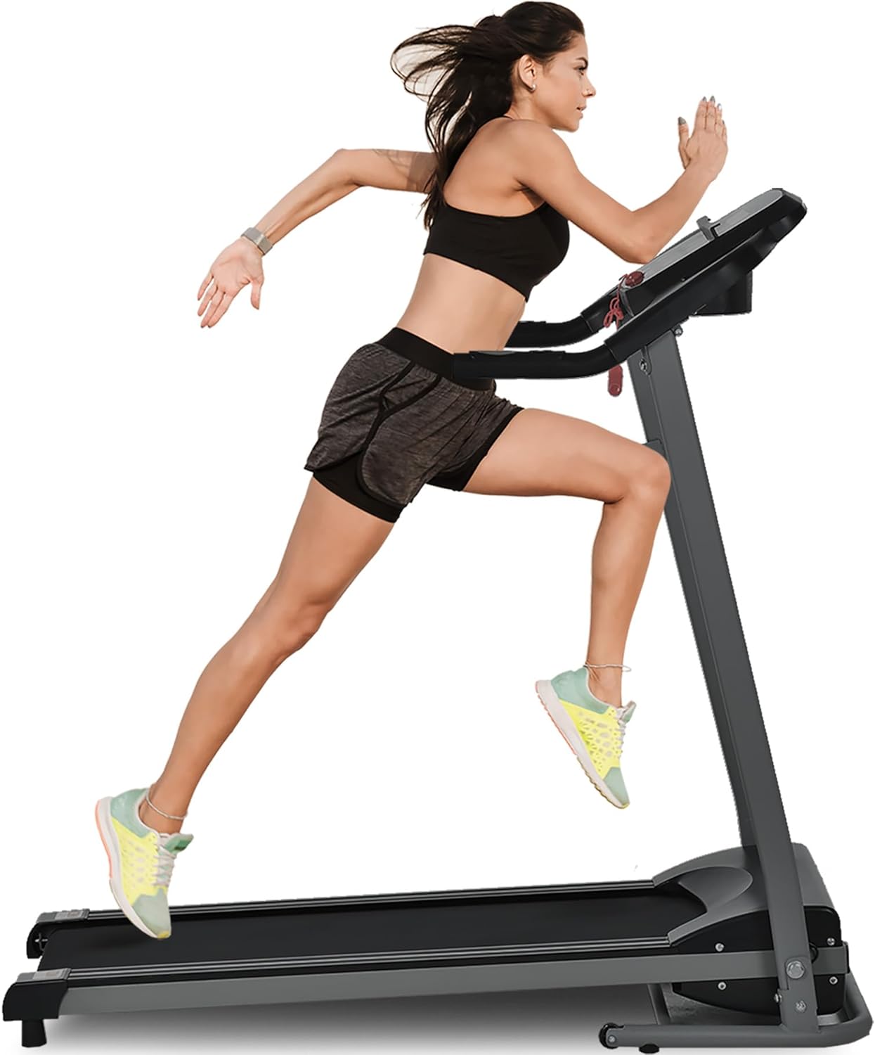 Multi Function Folding Commercial Motorized Electric Treadmill Machine Running Machine Black Metal