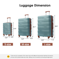 Hardshell Luggage Sets 3 Pcs Spinner Suitcase With Tsa Lock Lightweight 20''24''28'' Green Abs