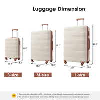 Hardshell Luggage Sets 3 Pcs Spinner Suitcase With Tsa Lock Lightweight 20''24''28'' Brown White Abs