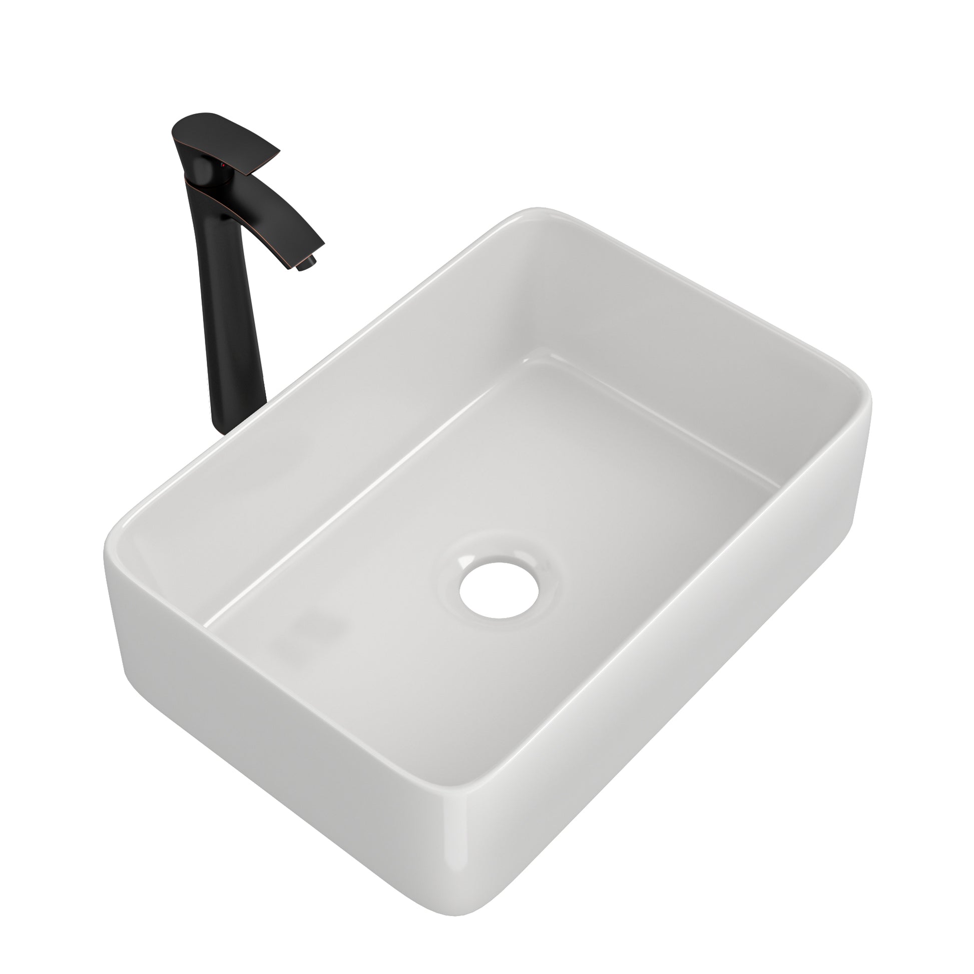 19"x15" Rectangle Bathroom Sink and Faucet Combo white-ceramic