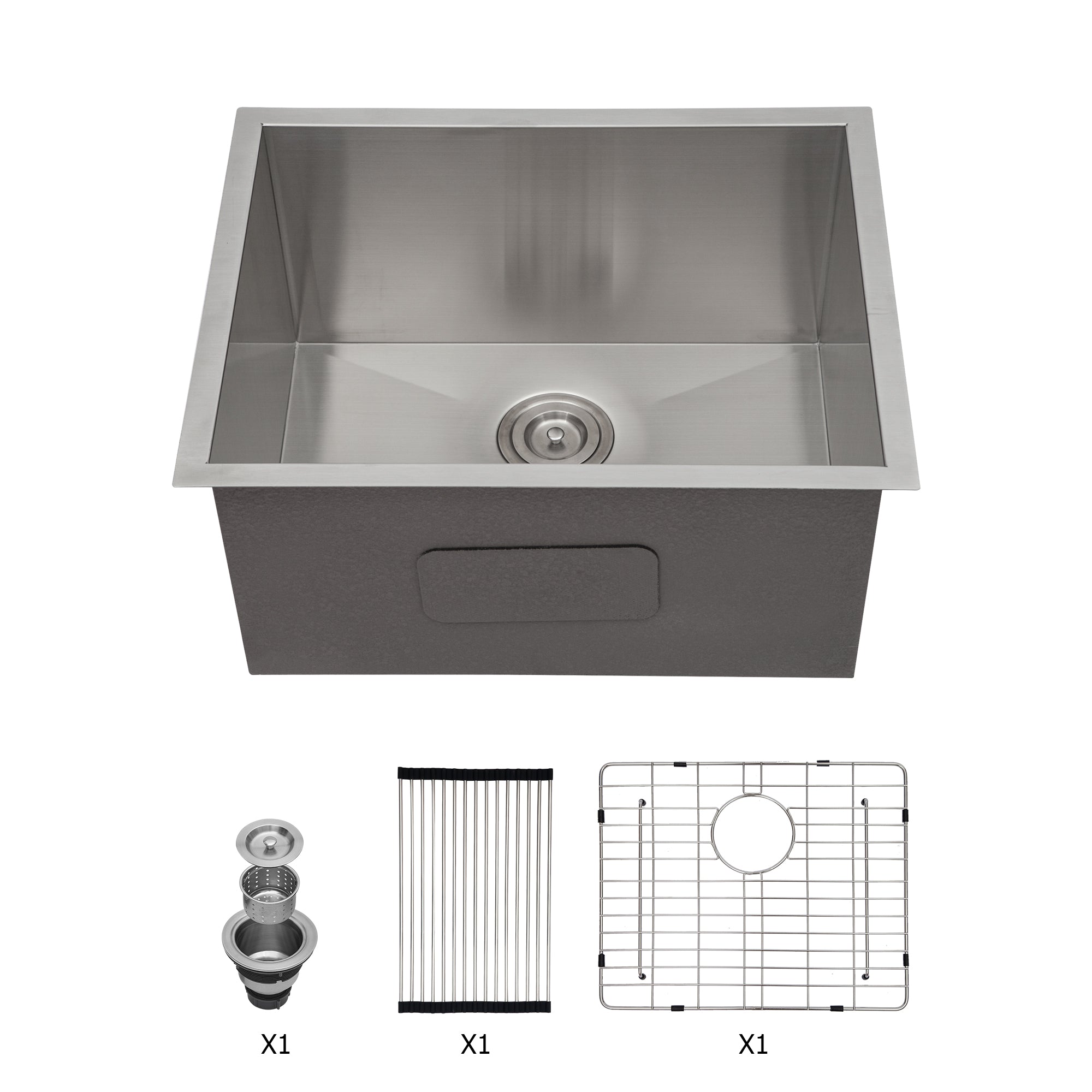 Laundry Sink 23X18X12" Undermount Laundry Sink Brushed Nickel Stainless Steel