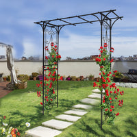 Metal Garden Arch L80.3'' X W20.47'' X H81.1'' Climbing Plants Support Rose Arch Outdoor Black Black Iron