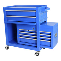 Rolling Tool Chest With Wheels And 8 Drawers, Detachable Large Tool Cabinet With Lock For Garage, Locking Mechanic Tool Cart With Black Liner For Warehouse, Workshop, High Capacity Blue Steel