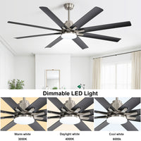 66 Inch Large With Dimmable Led Light 8 Abs Blades Smart Remote Control Reversible Dc Motor For Living Room Nickel Abs