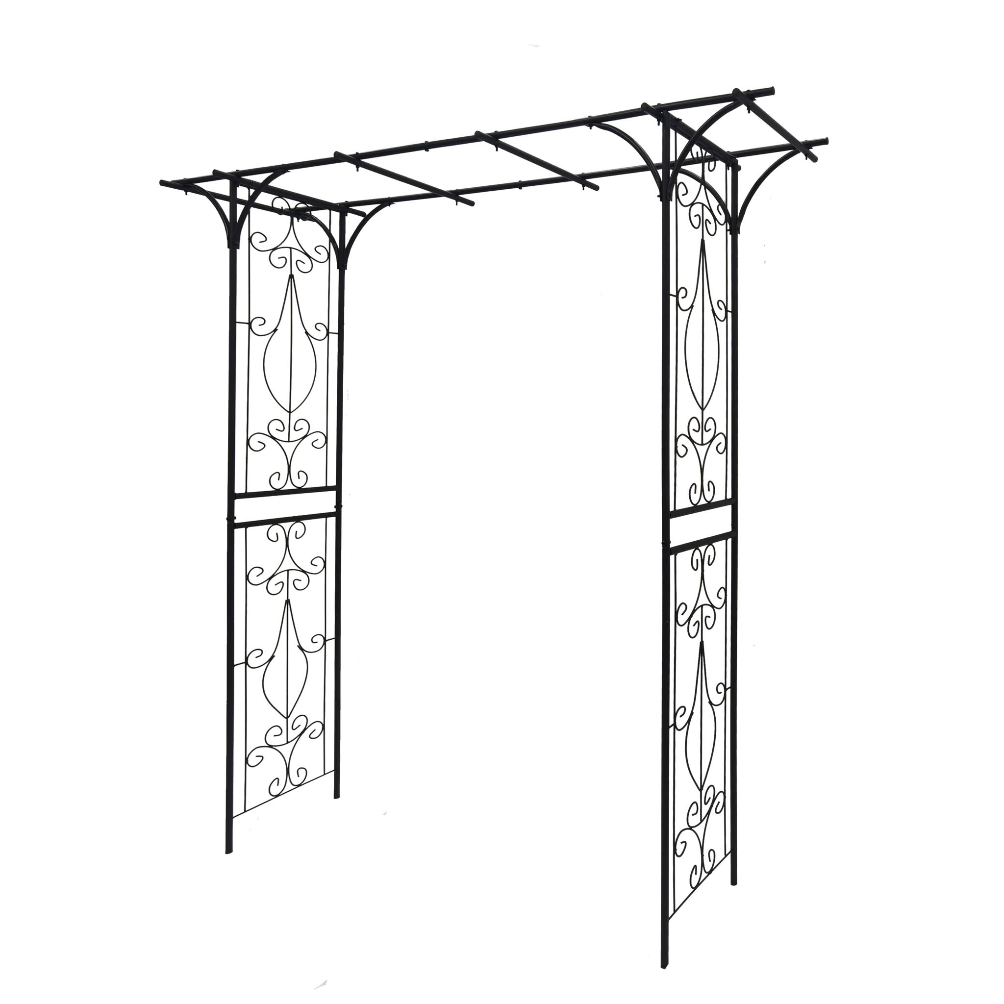 Metal Garden Arch L80.3'' X W20.47'' X H81.1'' Climbing Plants Support Rose Arch Outdoor Black Black Iron