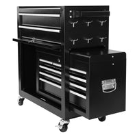 8 Drawer Rolling Tool Chest With Wheels, Large Tool Cabinet With Drawers, Mobile Steel Tool Storage Organizer With Lock&Liner For Warehouse, Workshop, Black Black Steel