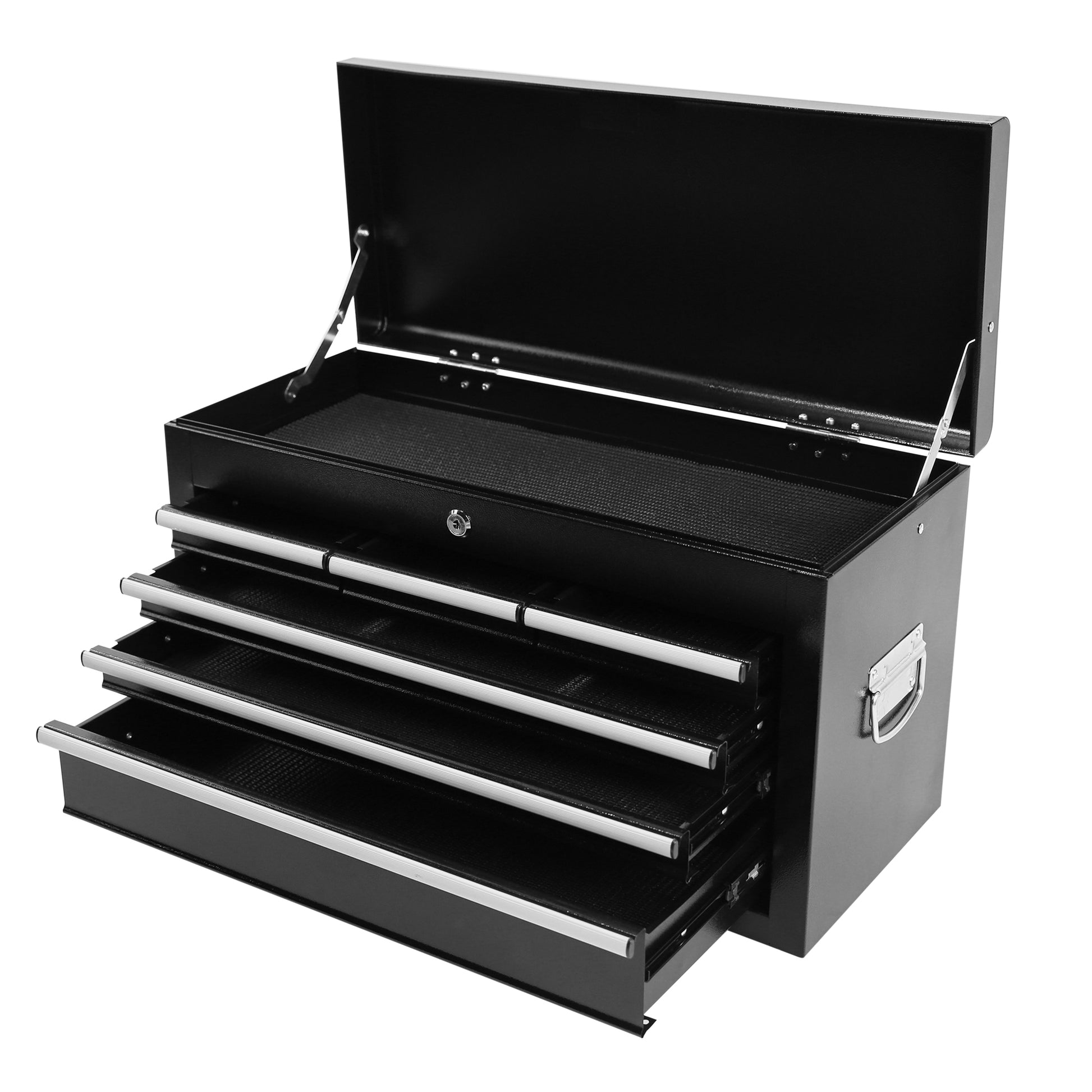 8 Drawer Rolling Tool Chest With Wheels, Large Tool Cabinet With Drawers, Mobile Steel Tool Storage Organizer With Lock&Liner For Warehouse, Workshop, Black Black Steel