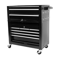 8 Drawer Rolling Tool Chest With Wheels, Large Tool Cabinet With Drawers, Mobile Steel Tool Storage Organizer With Lock&Liner For Warehouse, Workshop, Black Black Steel