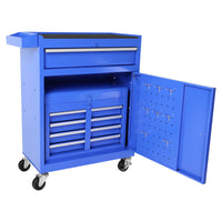 5 Drawer Rolling Tool Chest, High Capacity Tool Storage Cabinet W Lockable Wheels, Adjustable Shelf & Anti Slip Liner, Detachable Tool Box Organizer, Rolling Tool Cabinet Blue Steel