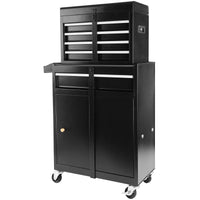 Rolling Garage Workshop Organizer Detachable 5 Drawer Tool Chest With Large Storage Cabinet And Adjustable Shelf, Black Black Steel