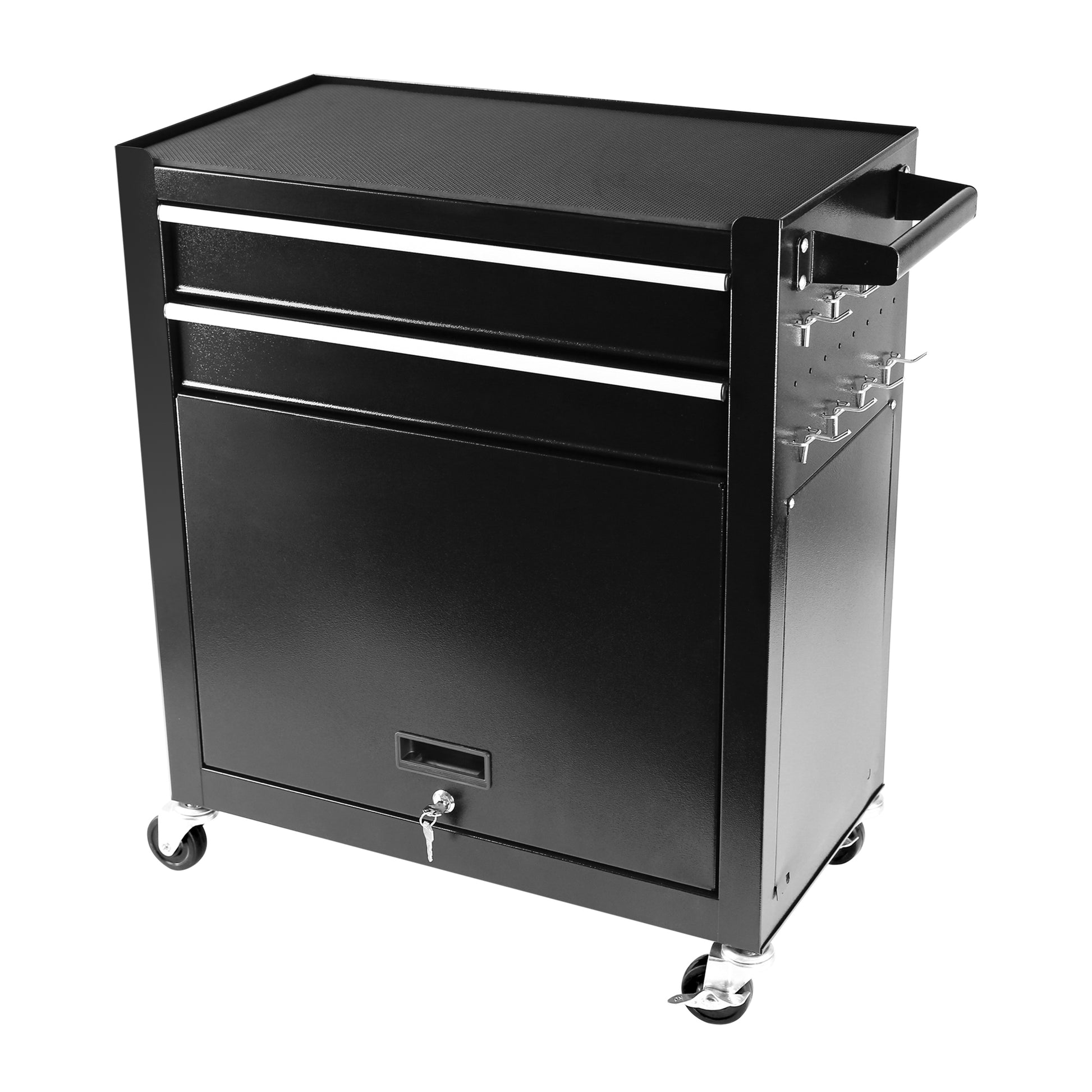 8 Drawer Rolling Tool Chest With Wheels, Large Tool Cabinet With Drawers, Mobile Steel Tool Storage Organizer With Lock&Liner For Warehouse, Workshop, Black Black Steel