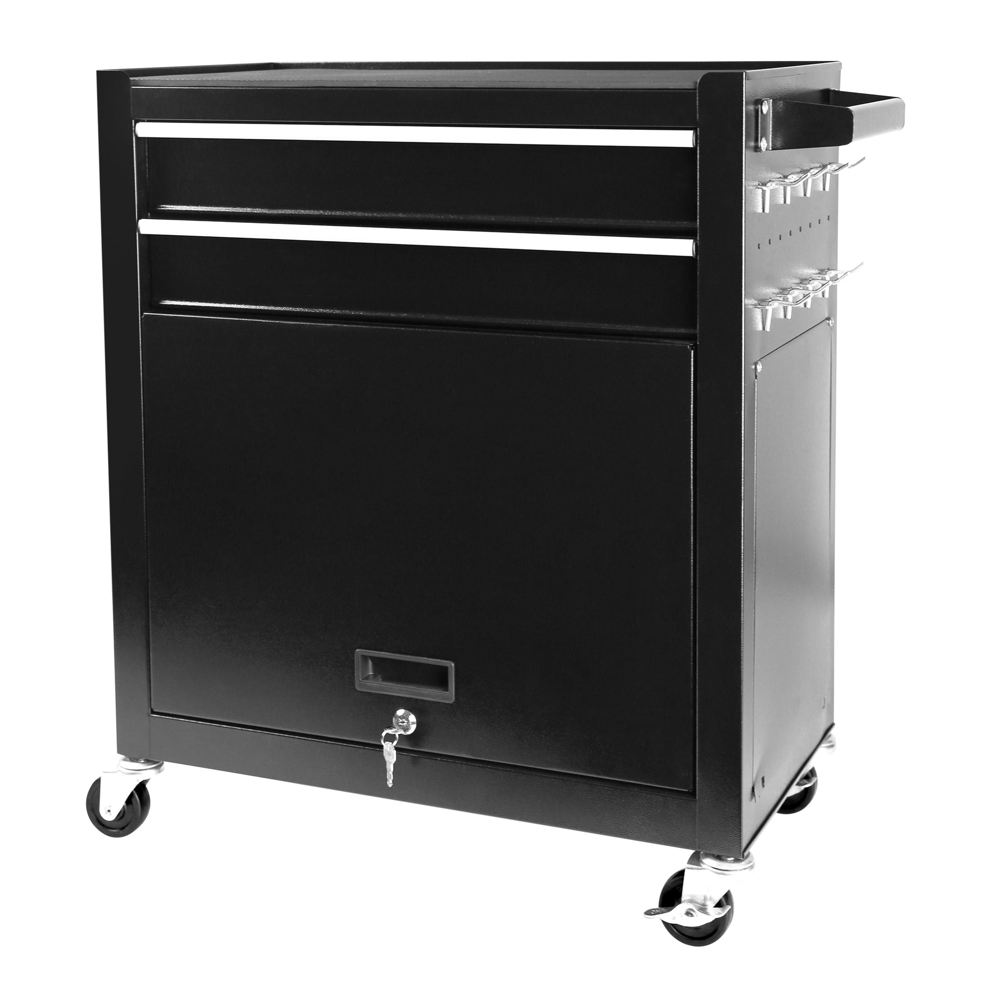 8 Drawer Rolling Tool Chest With Wheels, Large Tool Cabinet With Drawers, Mobile Steel Tool Storage Organizer With Lock&Liner For Warehouse, Workshop, Black Black Steel