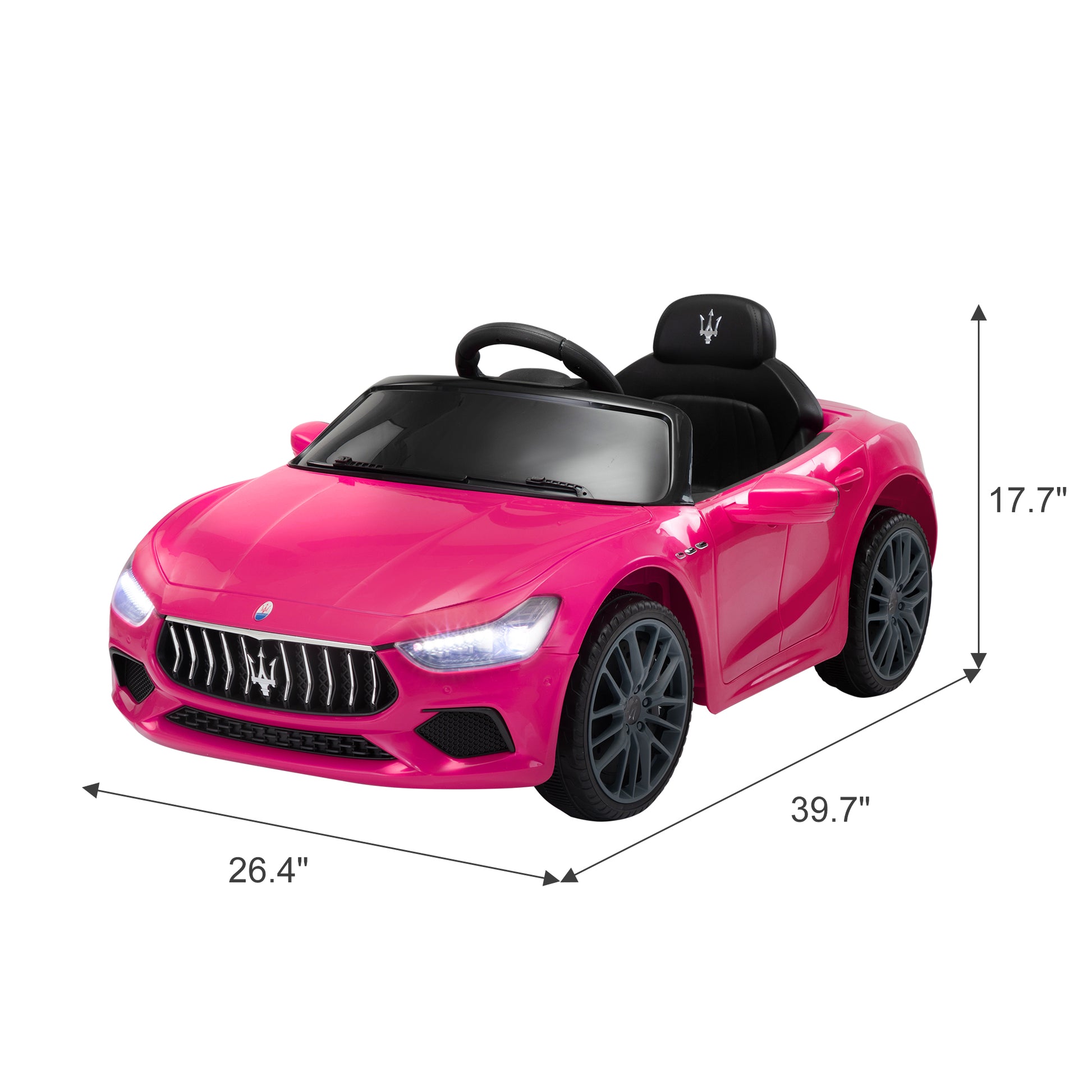 Maserati Ghibli Licensed 12V Kids Ride On Car With Remote Control, Music And Lights, Pink Pink Polypropylene