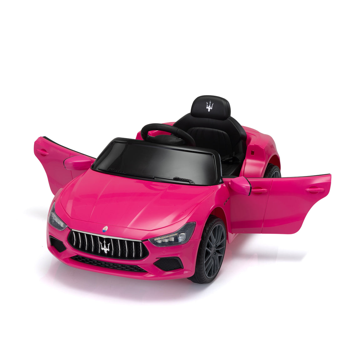 Maserati Ghibli Licensed 12V Kids Ride On Car With Remote Control, Music And Lights, Pink Pink Polypropylene