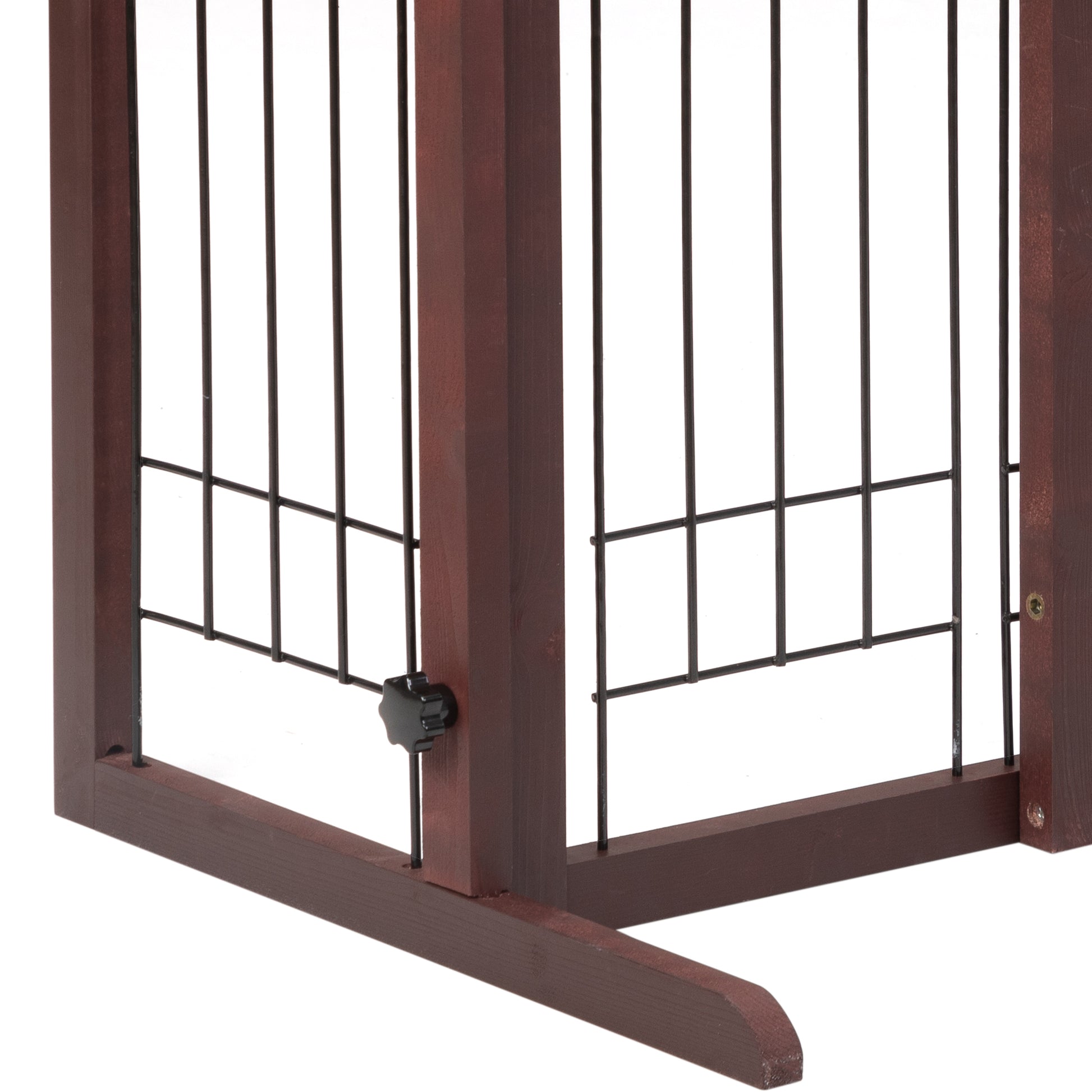 38" 71" Adjustable Wooden Pet Gate For Dogs, Indoor Freestanding Dog Fence For Doorways, Stairs, Deep Brown Brown Pine