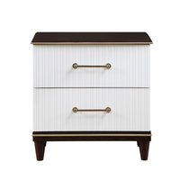 Contemporary White And Cherry Finish 1Pc Two Drawers Nightstand 2 Tone Finish With Gold Trim Modern Bedroom Furniture Multi 2 Drawers Bedroom Contemporary,Modern Drawers Wood