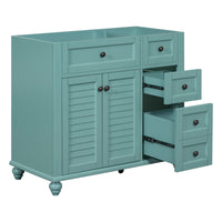 36'' Bathroom Vanity Without Top Sink, Free Standing Vanity Set With 2 Drawers& Soft Closing Doors,Solid Wood Frame Bathroom Storage Cabinet Not Include Basin Sink 2 Blue Green 2 1 Soft Close Doors Bathroom Freestanding Solid Wood Mdf Painted