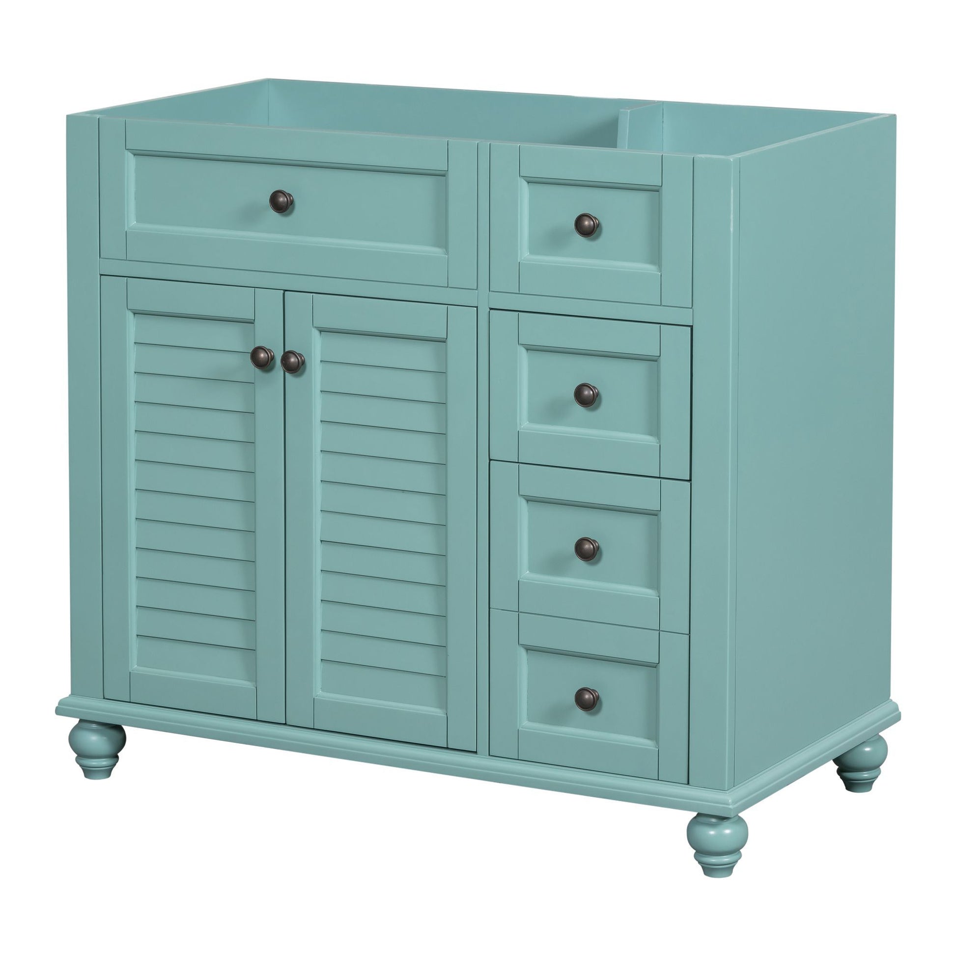 36'' Bathroom Vanity Without Top Sink, Free Standing Vanity Set With 2 Drawers& Soft Closing Doors,Solid Wood Frame Bathroom Storage Cabinet Not Include Basin Sink 2 Blue Green 2 1 Soft Close Doors Bathroom Freestanding Solid Wood Mdf Painted