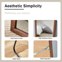 Third Generation Packaging Upgrade, Thickened Border, Brown Wood Grain Solid Wood Frame Full Length Mirror, Dressing Mirror, Bedroom Entrance, Decorative Mirror, And Floor Standing Mirror.65"*22.8" Brown Solid Wood