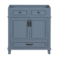 30'' Bathroom Vanity Without Top,Solid Wood Frame Bathroom Storage Cabinet With Soft Closing Doors,Frame Bathroom Storage Cabinet Only, Retro Style, Blue 1 Blue 2 Soft Close Doors Bathroom Freestanding Solid Wood Mdf Painted