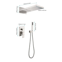 Wall Mounted Waterfall Rain Shower System Brushed Nickel Wall Mounted Bathroom Brass