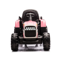 Ride On Tractor With Trailer,12V Battery Powered Electric Tractor Toy W Remote Control,Electric Car For Kids,Three Speed Adjustable,Power Display, Usb,Mp3 ,Bluetooth,Led Light,Two Point Safety Belt Pink Plastic