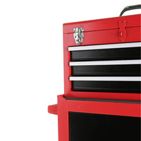 3 Drawer Rolling Tool Chest With Wheels, Tool Chest With Large Storage Cabinet And Adjustable Shelf, Removable Portable Top Box With Locking Stem Tool Chest For Garage, Warehouse Red Steel