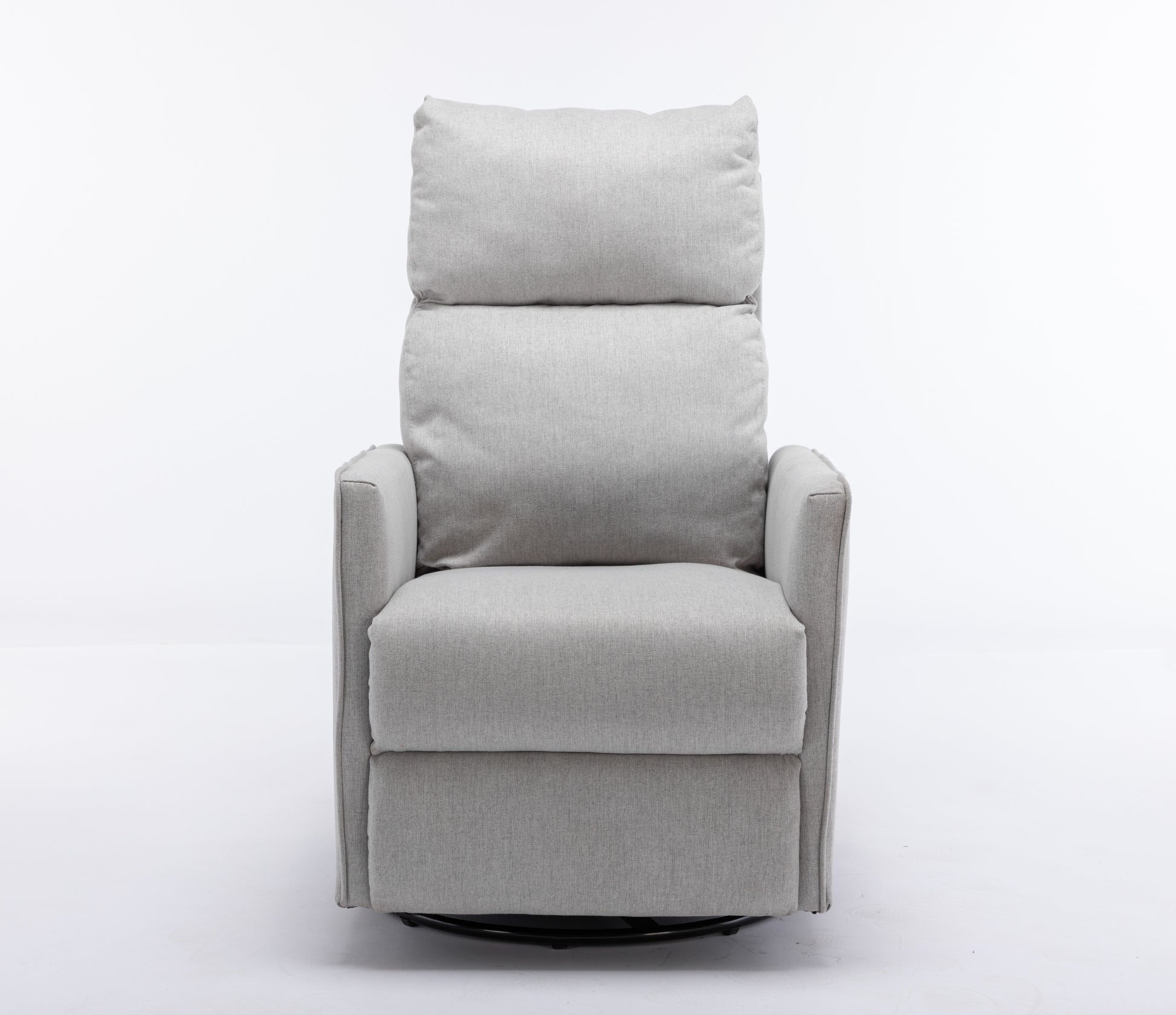 038 Cotton Linen Fabric Swivel Rocking Chair Glider Rocker Recliner Nursery Chair With Adjustable Back And Footrest For Living Room Indoor,Light Gray Light Gray Cotton Manual Handle Metal Primary Living Space Soft Tufted Back Modern Foam Cotton