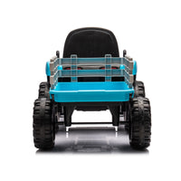 Ride On Tractor With Trailer,12V Battery Powered Electric Tractor Toy W Remote Control,Electric Car For Kids,Three Speed Adjustable,Power Display, Usb,Mp3 ,Bluetooth,Led Light,Two Point Safety Belt Blue Plastic