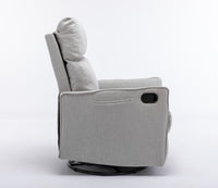 038 Cotton Linen Fabric Swivel Rocking Chair Glider Rocker Recliner Nursery Chair With Adjustable Back And Footrest For Living Room Indoor,Light Gray Light Gray Cotton Manual Handle Metal Primary Living Space Soft Tufted Back Modern Foam Cotton