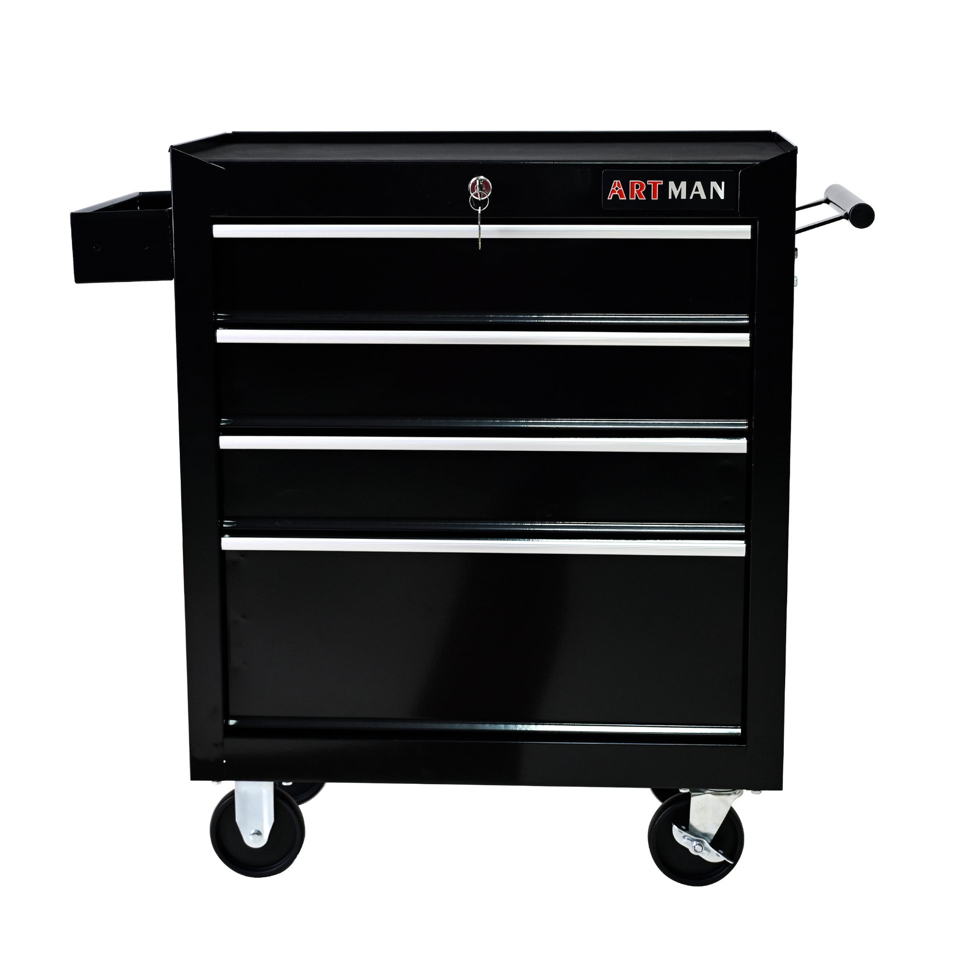4 Drawers Multifunctional Tool Cart With Wheels Black Black Steel