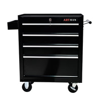 4 Drawers Multifunctional Tool Cart With Wheels Black Black Steel