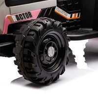 Ride On Tractor With Trailer,12V Battery Powered Electric Tractor Toy W Remote Control,Electric Car For Kids,Three Speed Adjustable,Power Display, Usb,Mp3 ,Bluetooth,Led Light,Two Point Safety Belt Pink Plastic