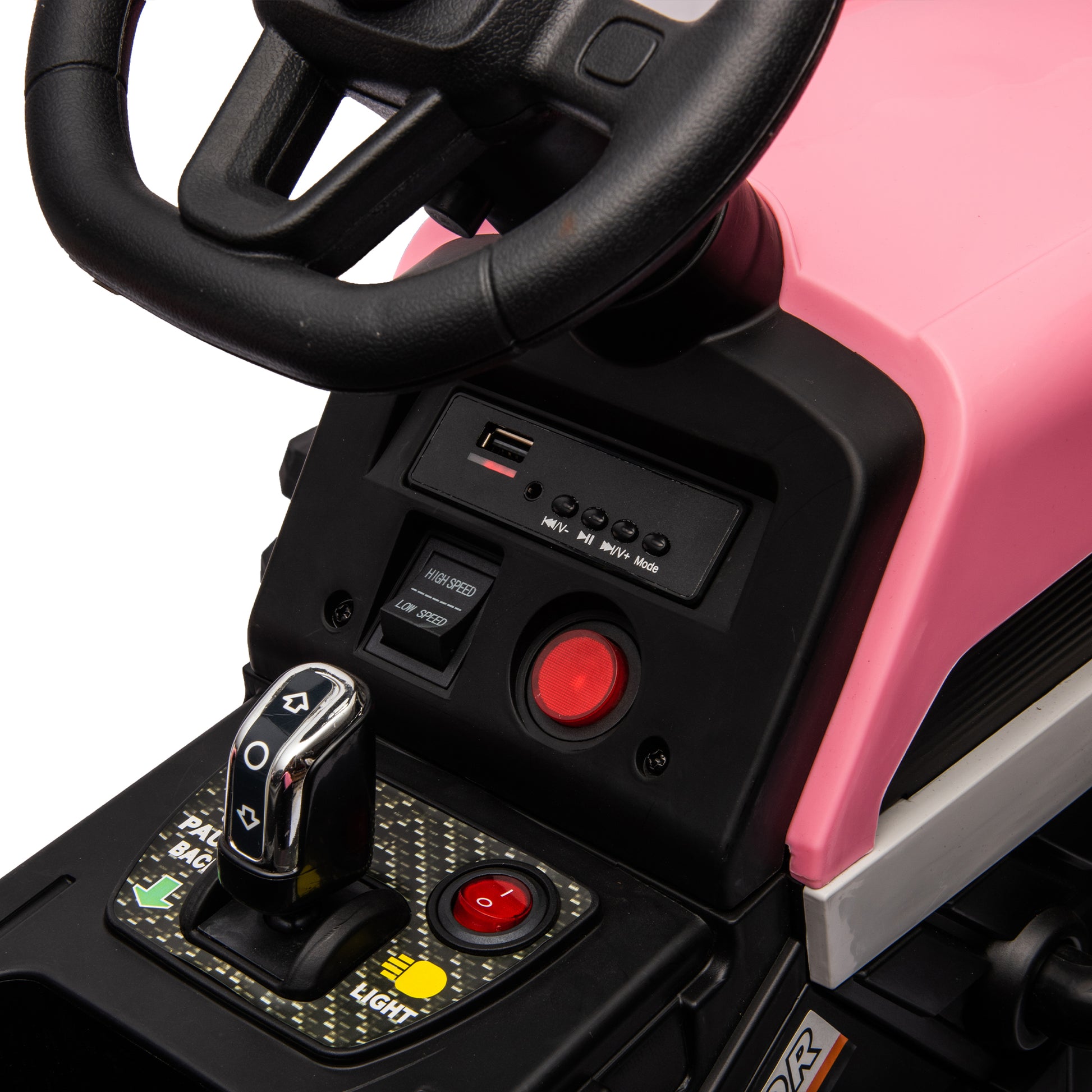 Ride On Tractor With Trailer,12V Battery Powered Electric Tractor Toy W Remote Control,Electric Car For Kids,Three Speed Adjustable,Power Display, Usb,Mp3 ,Bluetooth,Led Light,Two Point Safety Belt Pink Plastic