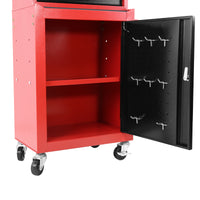 3 Drawer Rolling Tool Chest With Wheels, Tool Chest With Large Storage Cabinet And Adjustable Shelf, Removable Portable Top Box With Locking Stem Tool Chest For Garage, Warehouse Red Steel